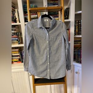 Old Navy—Crinkle Cotton Striped Boyfriend Shirt for Women—NWOT